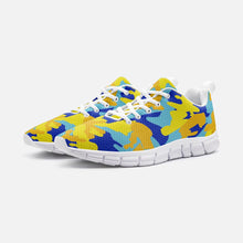 Lade das Bild in den Galerie-Viewer, Yellow Blue Neon Camouflage Unisex Lightweight Sneaker Athletic Sneakers by The Photo Access
