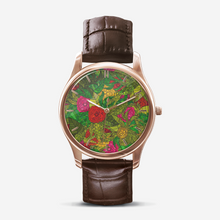 Загрузить изображение в средство просмотра галереи, Hand Drawn Floral Seamless Pattern Classic Fashion Unisex Print Gold Quartz Watch Dial by The Photo Access
