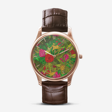 Load image into Gallery viewer, Hand Drawn Floral Seamless Pattern Classic Fashion Unisex Print Gold Quartz Watch Dial by The Photo Access
