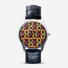 Load image into Gallery viewer, Abstract Red &amp; Yellow Geometric Classic Fashion Unisex Print Silver Quartz Watch by The Photo Access
