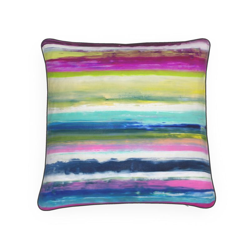 Colorful Oil Paint Stripes Pillow by The Photo Access