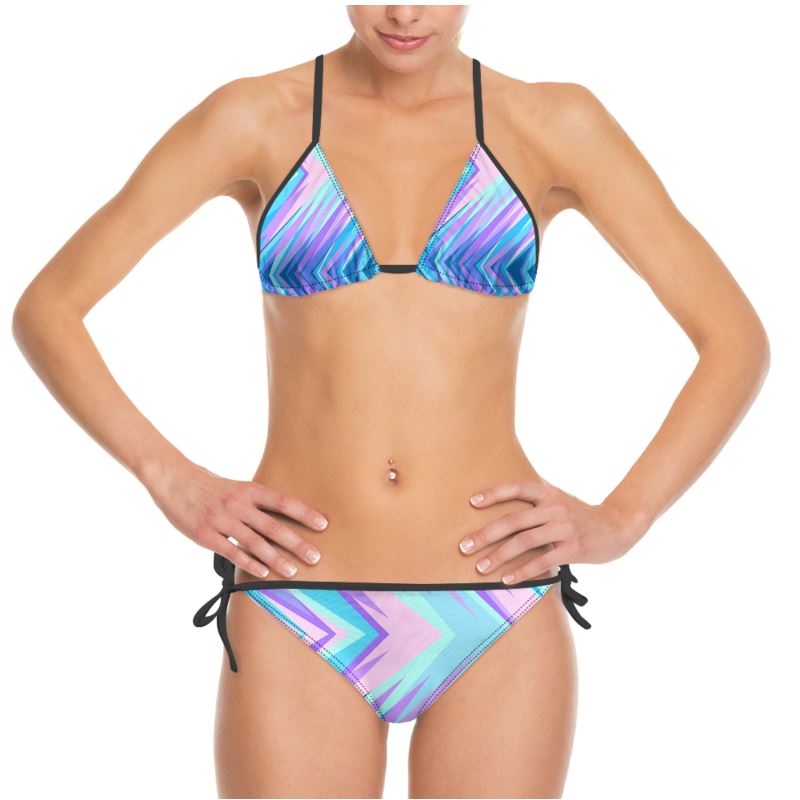 Blue Pink Abstract Eighties Bikini by The Photo Access