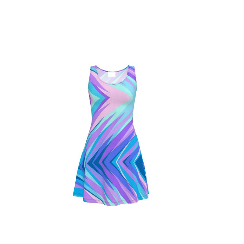 Blue Pink Abstract Eighties Skater Dress by The Photo Access