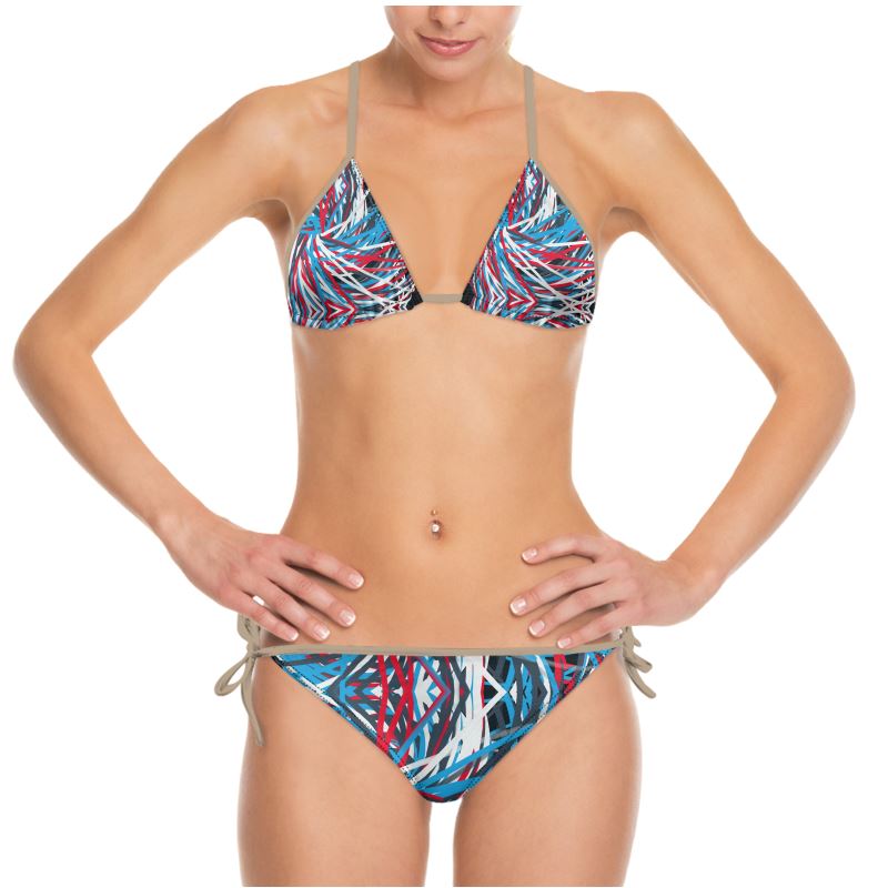 Colorful Thin Lines Art Bikini by The Photo Access