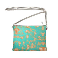 Load image into Gallery viewer, Aqua &amp; Gold Modern Artistic Digital Pattern Crossbody Bag With Chainby The Photo Access
