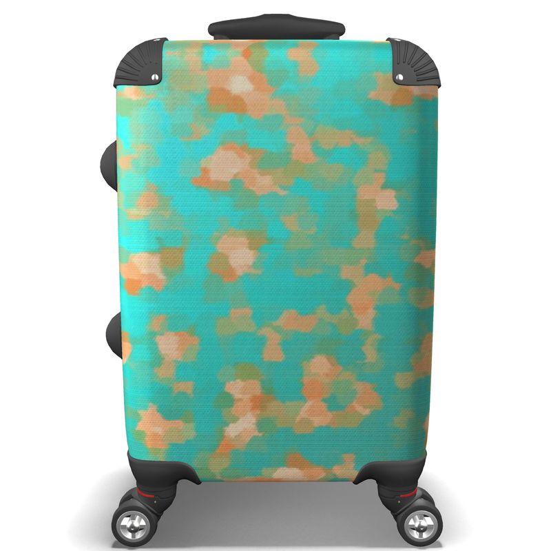 Aqua & Gold Modern Artistic Digital Pattern Luggage by The Photo Access