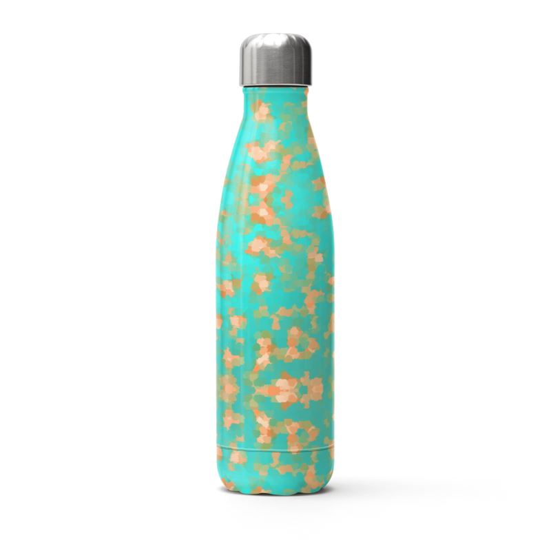 Aqua & Gold Modern Artistic Digital Pattern Stainless Steel Thermal Bottle by The Photo Access