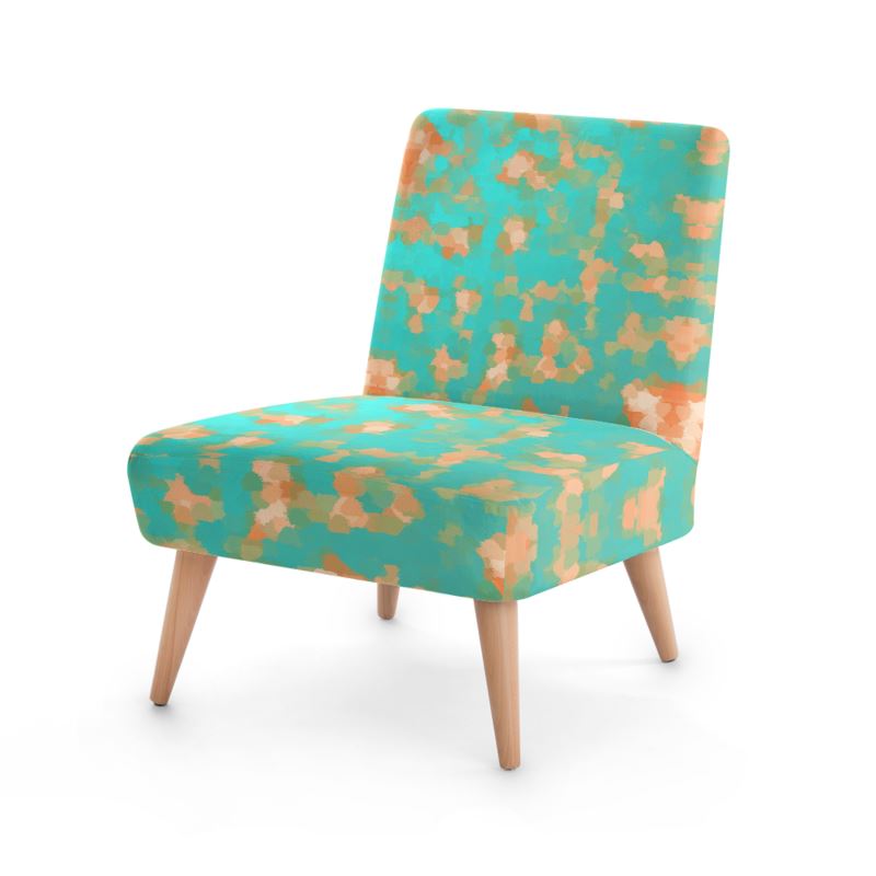 Aqua & Gold Modern Artistic Digital Pattern Occasional Chair by The Photo Access
