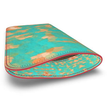 Load image into Gallery viewer, Aqua &amp; Gold Modern Artistic Digital Pattern Leather Glasses Case by The Photo Access
