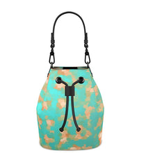 Load image into Gallery viewer, Aqua &amp; Gold Modern Artistic Digital Pattern Bucket Bag by The Photo Access
