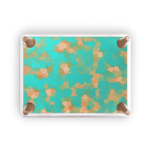 Load image into Gallery viewer, Aqua &amp; Gold Modern Artistic Digital Pattern Footstool by The Photo Access
