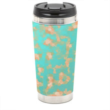 Load image into Gallery viewer, Aqua &amp; Gold Modern Artistic Digital Pattern Travel Mug by The Photo Access
