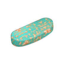 Load image into Gallery viewer, Aqua &amp; Gold Modern Artistic Digital Pattern Hard Glasses Case by The Photo Access
