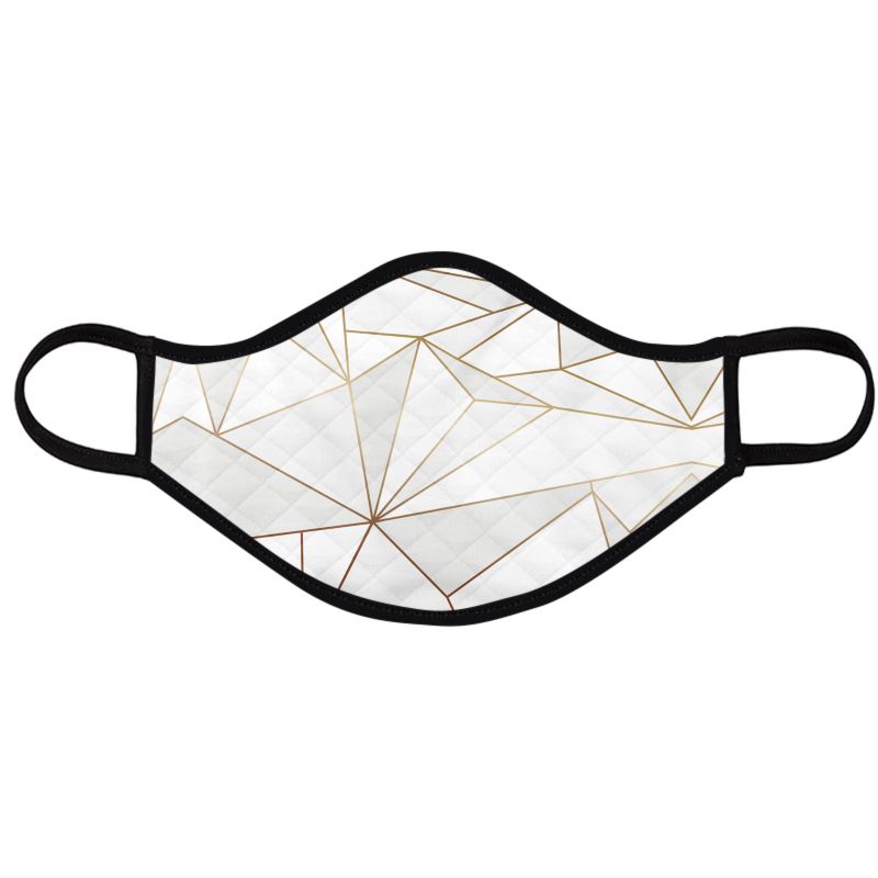 Abstract White Polygon with Gold Line Face Masks by The Photo Access