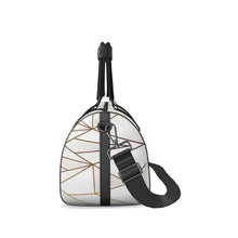 Load image into Gallery viewer, Abstract White Polygon with Gold Line Duffle Bag by The Photo Access

