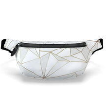 Lade das Bild in den Galerie-Viewer, Abstract White Polygon with Gold Line Fanny Pack by The Photo Access
