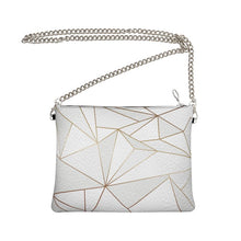 Load image into Gallery viewer, Abstract White Polygon with Gold Line Crossbody Bag With Chain by The Photo Access
