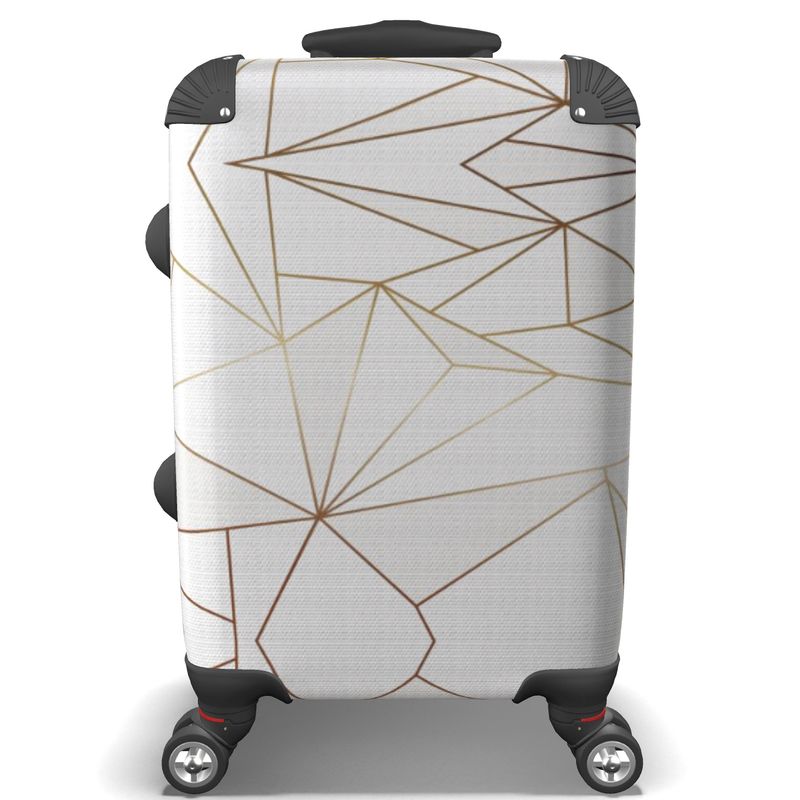 Abstract White Polygon with Gold Line Luggage by The Photo Access