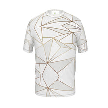 Load image into Gallery viewer, Abstract White Polygon with Gold Line Mens Cut and Sew T-Shirt by The Photo Access
