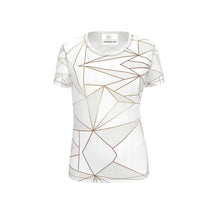 Загрузить изображение в средство просмотра галереи, Abstract White Polygon with Gold Line Ladies Cut and Sew T-Shirt by The Photo Access
