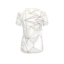 将图片加载到图库查看器，Abstract White Polygon with Gold Line Ladies Cut and Sew T-Shirt by The Photo Access
