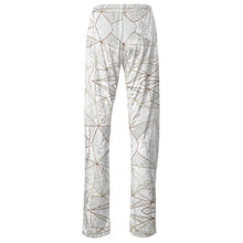 Load image into Gallery viewer, Abstract White Polygon with Gold Line Womens Trousers by The Photo Access
