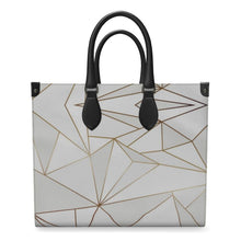 Load image into Gallery viewer, Abstract White Polygon with Gold Line Leather Shopper Bag by The Photo Access
