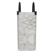 Load image into Gallery viewer, Abstract White Polygon with Gold Line Leather Shopper Bag by The Photo Access
