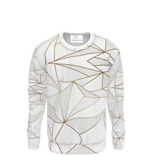 将图片加载到图库查看器，Abstract White Polygon with Gold Line Sweatshirt by The Photo Access
