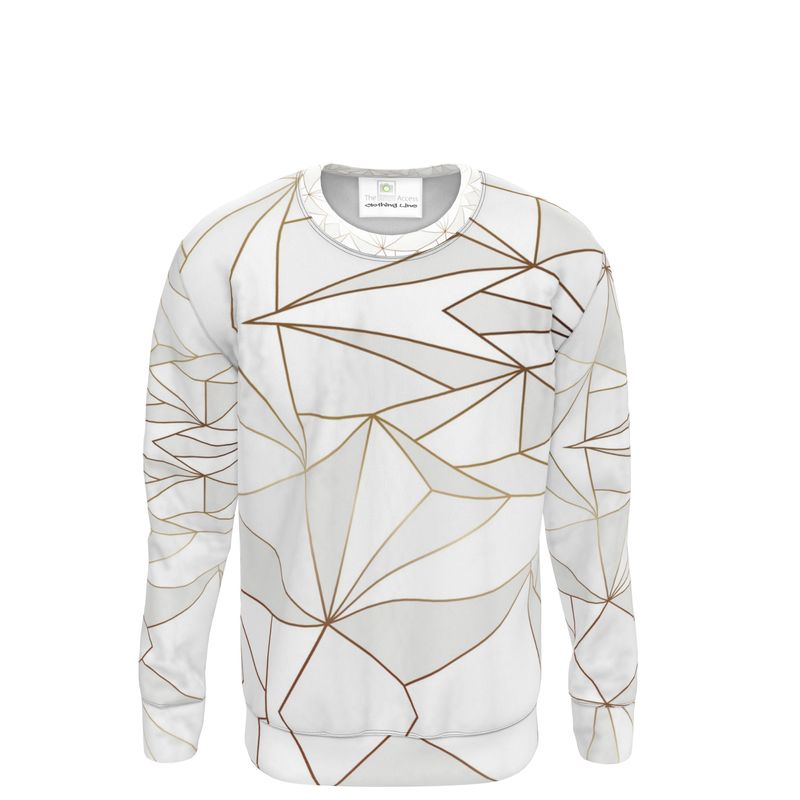 Abstract White Polygon with Gold Line Sweatshirt by The Photo Access