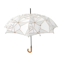 Load image into Gallery viewer, Abstract White Polygon with Gold Line Umbrella by The Photo Access
