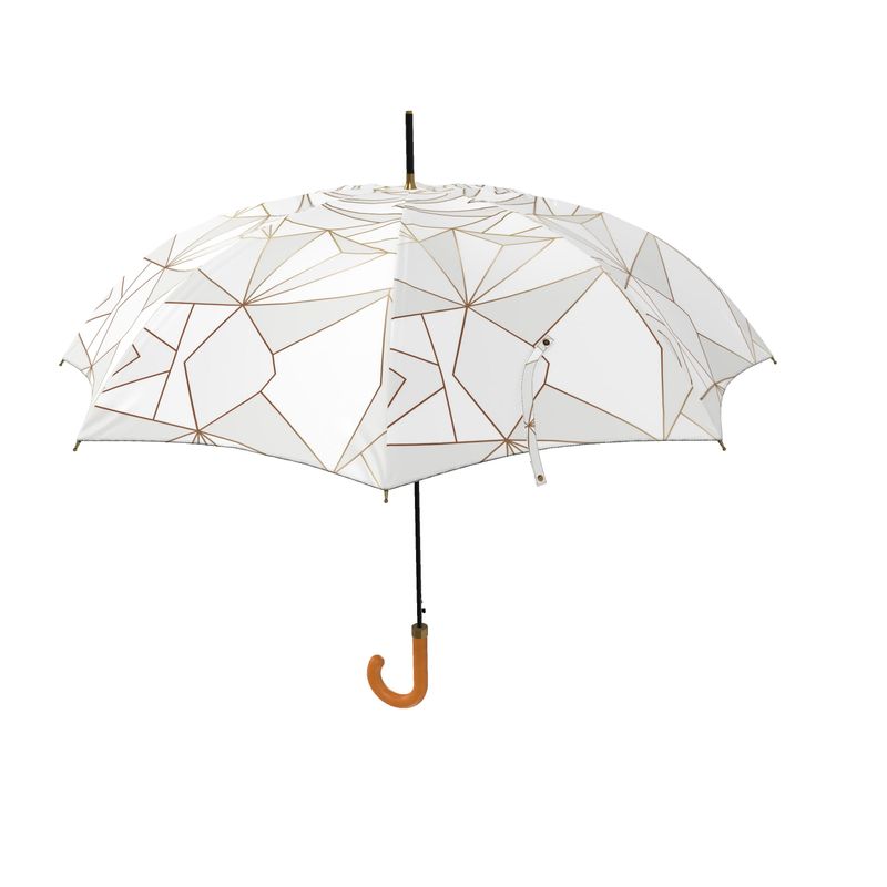 Abstract White Polygon with Gold Line Umbrella by The Photo Access