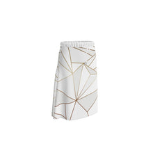 Load image into Gallery viewer, Abstract White Polygon with Gold Line Skirt by The Photo Access
