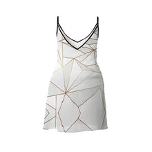 Load image into Gallery viewer, Abstract White Polygon with Gold Line Slip Dress by The Photo Access
