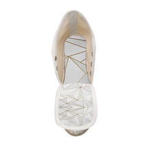 Lade das Bild in den Galerie-Viewer, Abstract White Polygon with Gold Line Ladies Wedge Espadrilles by The Photo Access
