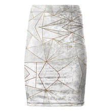 Lade das Bild in den Galerie-Viewer, Abstract White Polygon with Gold Line Pencil Skirt by The Photo Access
