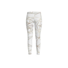 Load image into Gallery viewer, Abstract White Polygon with Gold Line Leggings by The Photo Access
