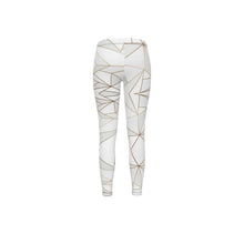 Lade das Bild in den Galerie-Viewer, Abstract White Polygon with Gold Line Leggings by The Photo Access
