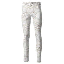 गैलरी व्यूवर में इमेज लोड करें, Abstract White Polygon with Gold Line High Waisted Leggings by The Photo Access
