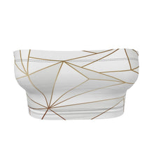 Load image into Gallery viewer, Abstract White Polygon with Gold Line Bandeau Top by The Photo Access
