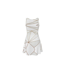 Load image into Gallery viewer, Abstract White Polygon with Gold Line Skater Dress by The Photo Access
