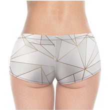 Load image into Gallery viewer, Abstract White Polygon with Gold Line Hot Pants by The Photo Access
