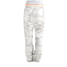 Load image into Gallery viewer, Abstract White Polygon with Gold Line Ladies Pajama Bottoms by The Photo Access
