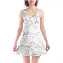 Load image into Gallery viewer, Abstract White Polygon with Gold Line Beach Dress by The Photo Access
