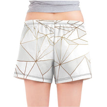 Load image into Gallery viewer, Abstract White Polygon with Gold Line Ladies Pajama Shorts by The Photo Access

