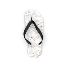 Lade das Bild in den Galerie-Viewer, Abstract White Polygon with Gold Line Flip Flops by The Photo Access
