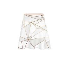 将图片加载到图库查看器，Abstract White Polygon with Gold Line Flared Skirt by The Photo Access
