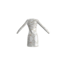 Load image into Gallery viewer, Abstract White Polygon with Gold Line Ladies Cardigan by The Photo Access
