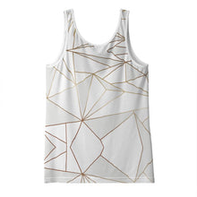 Load image into Gallery viewer, Abstract White Polygon with Gold Line Ladies Tank Top by The Photo Access
