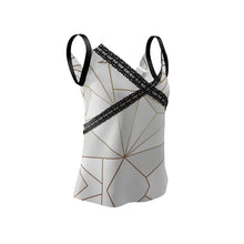 Load image into Gallery viewer, Abstract White Polygon with Gold Line Cami by The Photo Access
